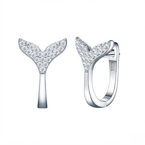 Paved Whale Tail Moissanite Hoop