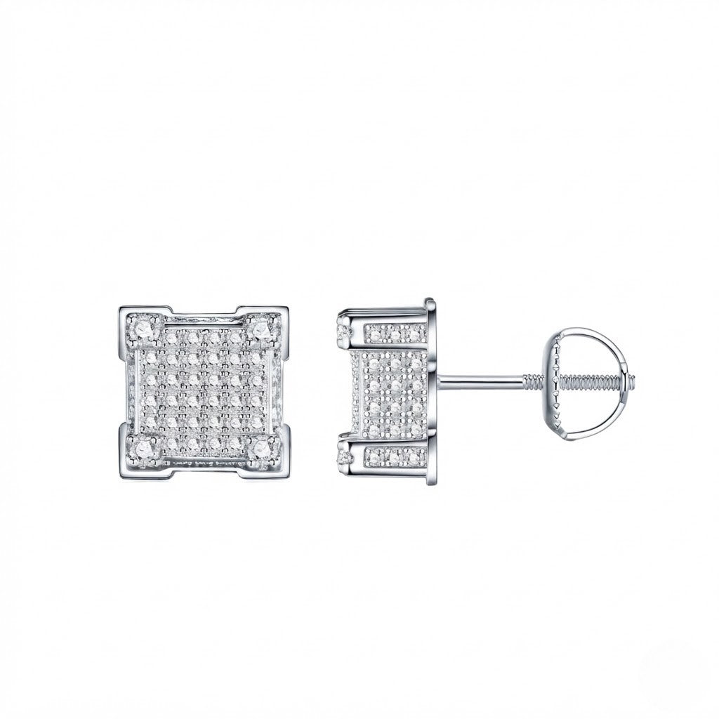 Square Stud Cluster S925 VVS Earrings