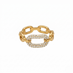 Gold sleek link band with diamond accents on a chain-link design