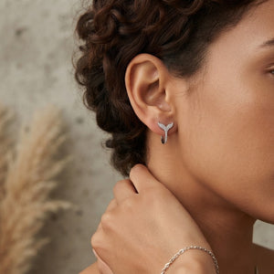 Paved Whale Tail Moissanite Hoop