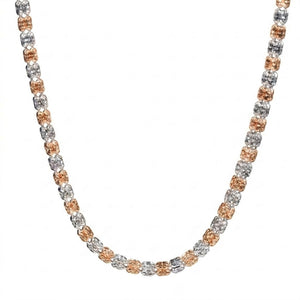Italian Two Tone Bead Necklace with alternating gold and silver beads, simple and elegant design.