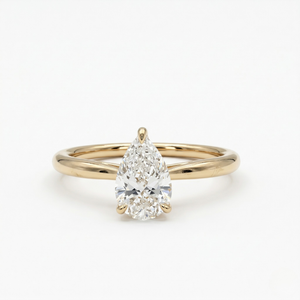 14K rose gold pear-shaped lab diamond ring 1.07ct on white background