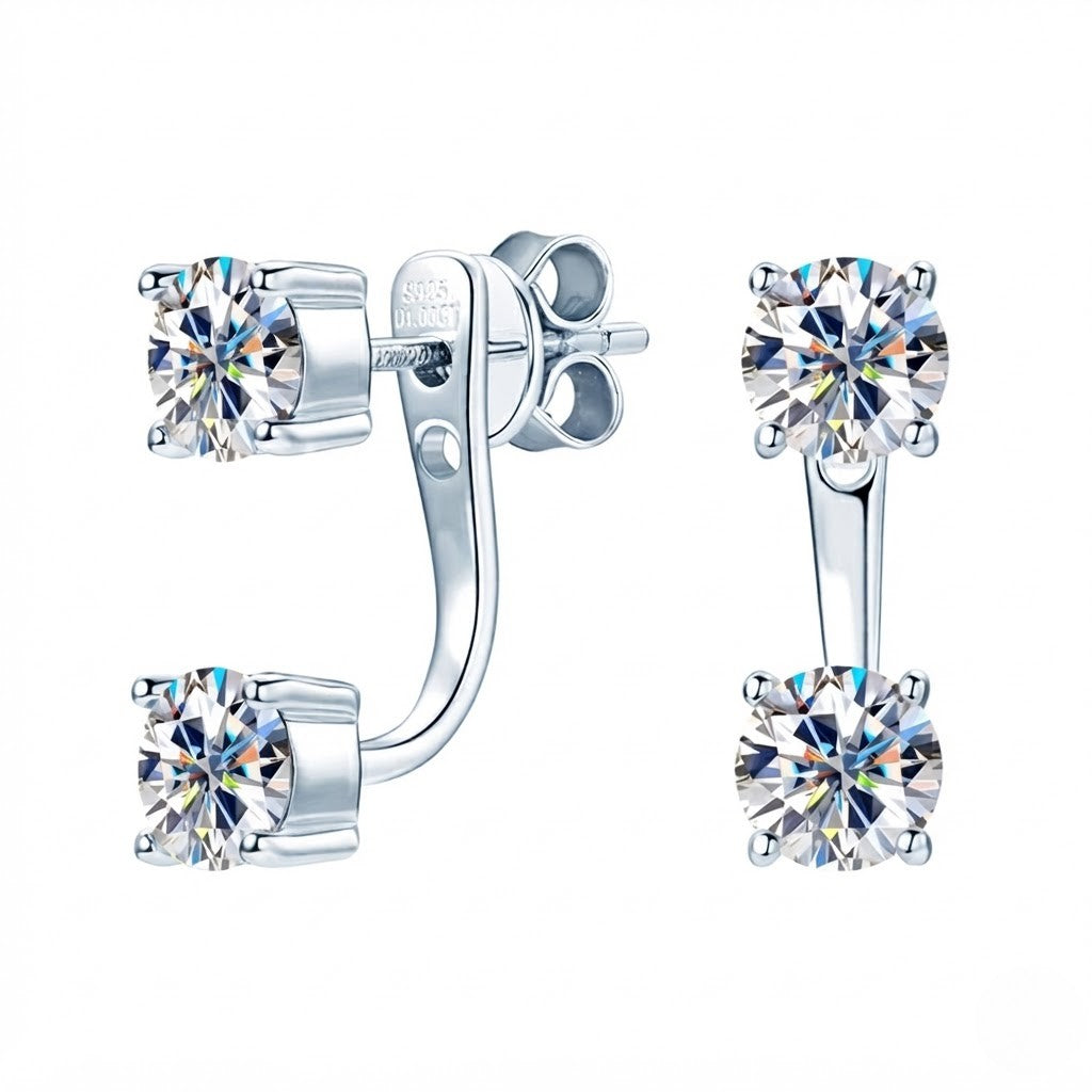 0.5CT 5.0mm Double Stone Jacket Earrings