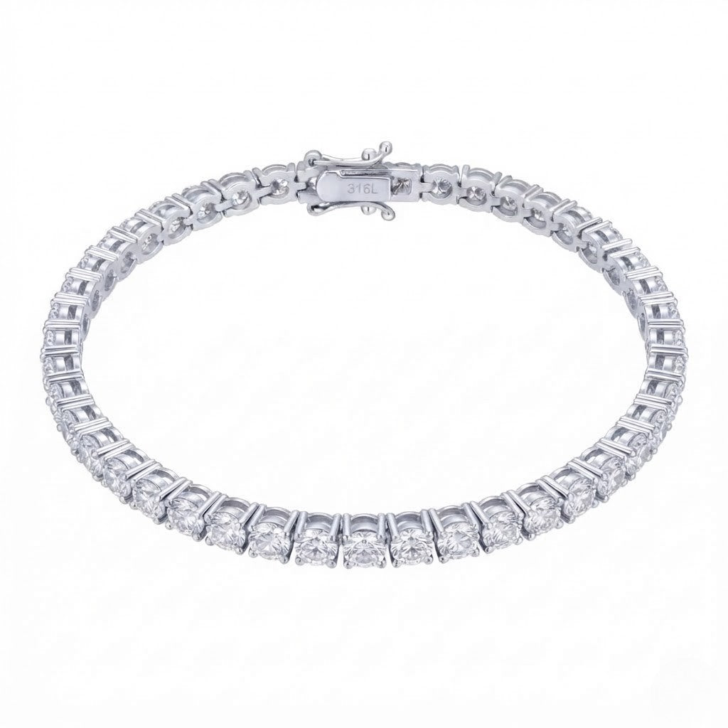 Stainless Steel Moissanite Iced Out Tennis Bracelet