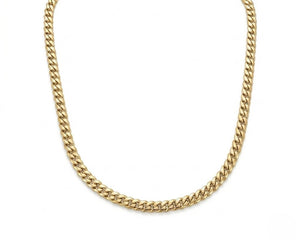 Miami Cuban Link Necklace 5mm gold chain on white background