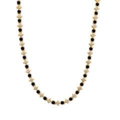 Necklace with black and gold beads on a white background-Black-stone-chain-JCollins