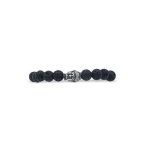 Black beaded bracelet with a silver clasp on a white background-J.Collins Jewelry