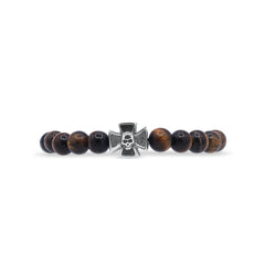 Bracelet with wooden beads and a metal clasp on a white background-J.Collins Jewelry