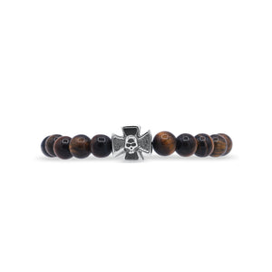 Bracelet with wooden beads and a metal clasp on a white background-J.Collins Jewelry