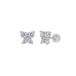 Sterling silver butterfly diamond stud earrings with screw-back posts – J. Collins Jewelry