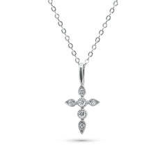 Silver cross pendant necklace on a white background-Celestial-Pendant-Necklace-JCollins