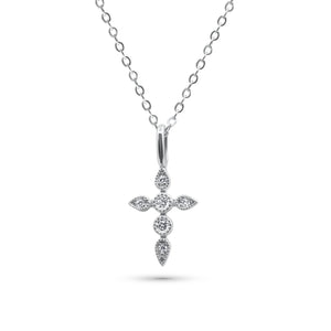 Silver cross pendant necklace on a white background-Celestial-Pendant-Necklace-JCollins