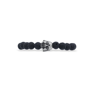 Black beaded bracelet with a silver clasp on a white background-J.Collins Jewelry