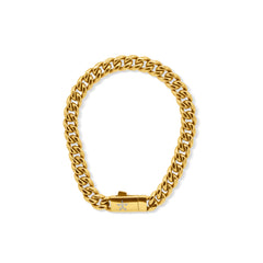 Gold chain bracelet on a white background-Iconic-Cuban-Bracelet-JCollins-Jewelry