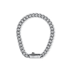 Silver chain bracelet on a white background-Cuban-bracelet-silver-JCollins