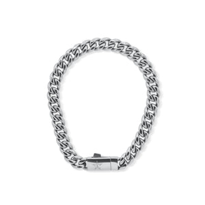Silver chain bracelet on a white background-Cuban-bracelet-silver-JCollins