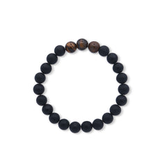 Black beaded bracelet with brown accents on a white background-J.Collins Jewelry