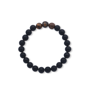 Black beaded bracelet with brown accents on a white background-J.Collins Jewelry
