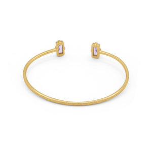 Gold bracelet with pink stones on a white background - Duara Cuff Bracelet - JCollins Jewelry