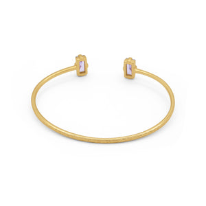 Gold bracelet with pink stones on a white background - Duara Cuff Bracelet - JCollins Jewelry