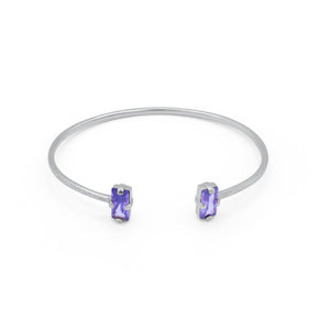 Silver bracelet with purple gemstones on a white background - Duara Cuff Bracelet - JCollins Jewelry