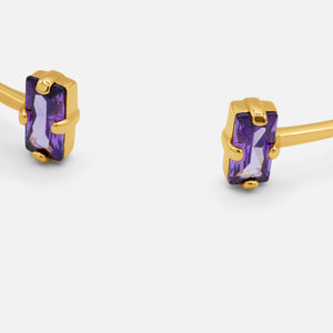Gold earrings with purple gemstones on a white background - Duara Cuff Bracelet - JCollins Jewelry