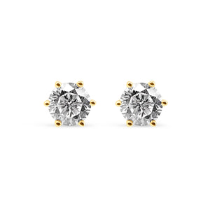 Pair of diamond stud earrings on a white background-Eternal-glow-studs-JCollins Jewelry
