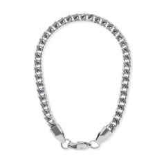 Silver chain bracelet on a white background-Signature-Franco-Bracelet-JCollins-Jewelry