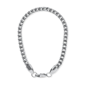 Silver chain bracelet on a white background-Signature-Franco-Bracelet-JCollins-Jewelry