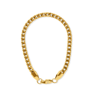 Gold chain bracelet on a white background-Signature-Franco-Bracelet-JCollins-Jewelry