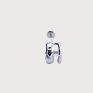 Silver earring on a light gray background - Hera Hoop - JCollins Jewelry