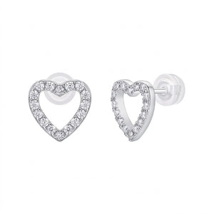 S925 Dazzling Moissanite Heart Studs
