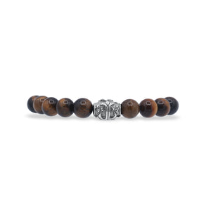 Bracelet with brown beads and a silver clasp on a white background-J.Collins Jewelry