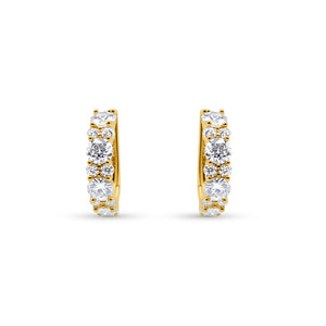 Gold hoop earrings with clear gemstones on a white background-Monarch-Spark-Hoops-JCollins
