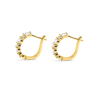 Gold hoop earrings with diamond accents on a white background-Monarch-Spark-Hoops-JCollins