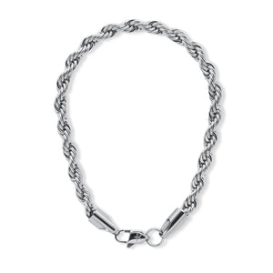 Silver rope chain bracelet on a white background-Essential-Rope-Chain-JCollins-Jewelry