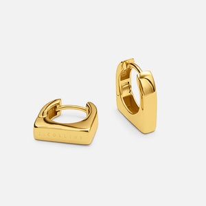 Gold hoop earrings on a white background - Signature JC Hoop - JCollins Jewelry