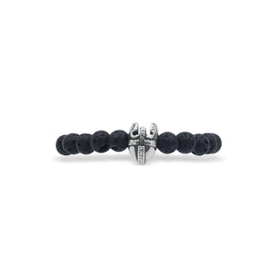 Black beaded bracelet with a silver clasp on a white background-J.Collins Jewelry