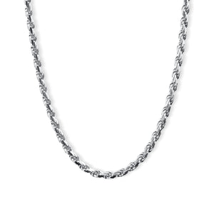 Silver chain necklace on a white background-Sterling-Rope-Chain-JCollins-Jewelry