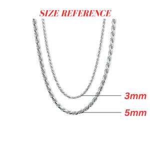 Silver chain necklace on a white background-Sterling-Rope-Chain-JCollins-Jewelry