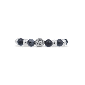 Beaded bracelet with black and silver beads on a white background-J.Collins Jewelry