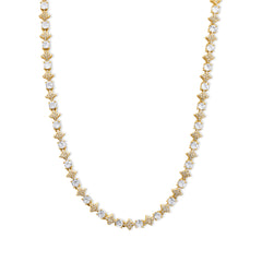 Gold necklace with clear stones on a white background-Whitestone-Tennis-JCollins