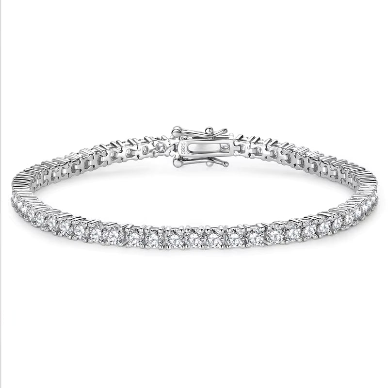 3mm Round Brilliant Cut Moissanite Tennis White Gold Bracelet