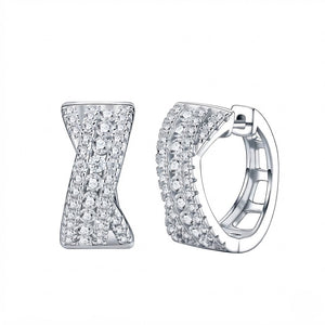 Twisted X Round Moissanite Hoop Earrings