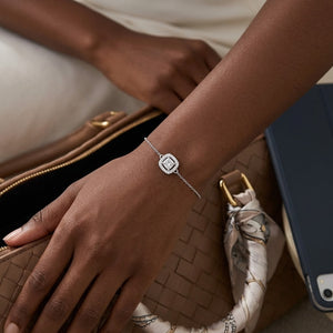 18K White Gold Square Cut Bracelet