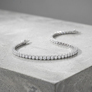 3mm Round Brilliant Cut Moissanite Tennis White Gold Bracelet