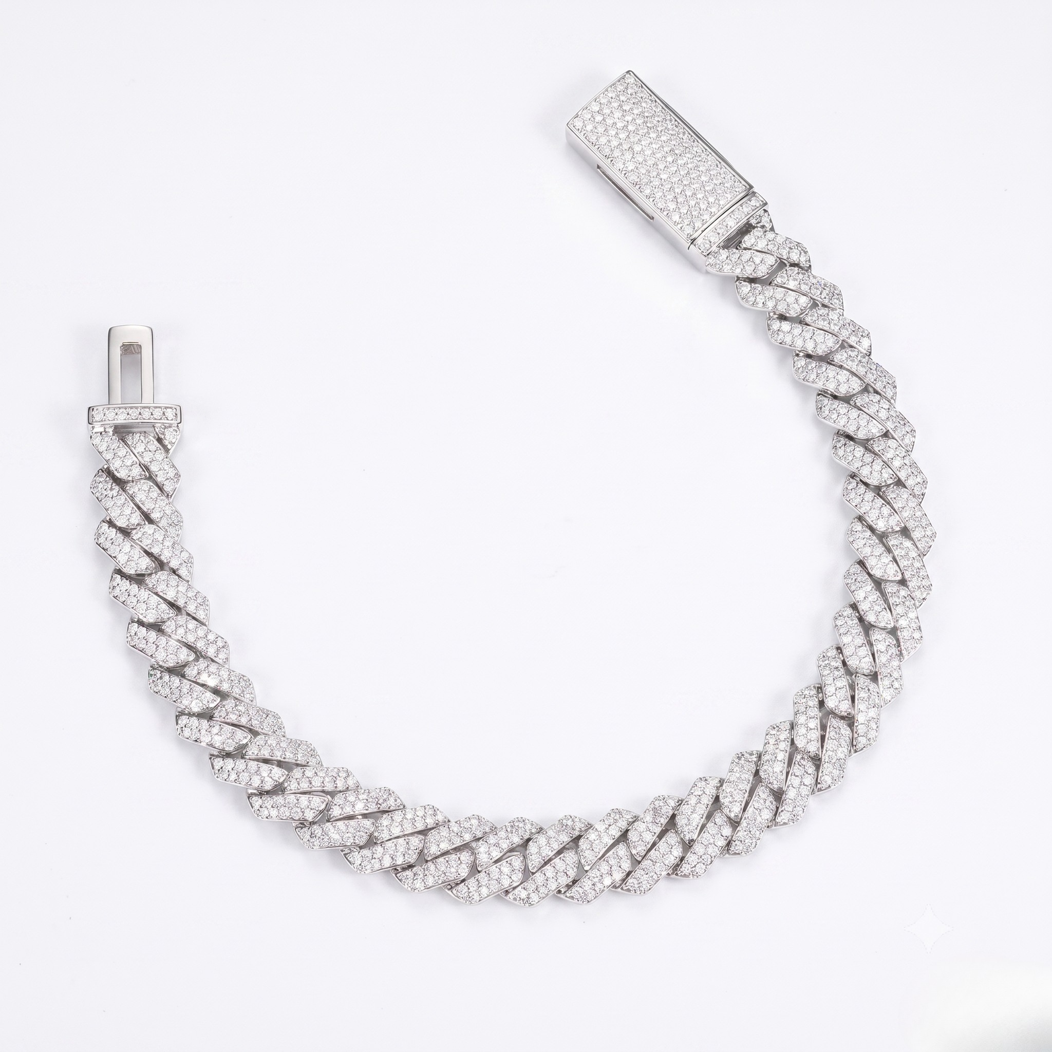 Iced Out Cuban Link Bracelet White Gold 10mm