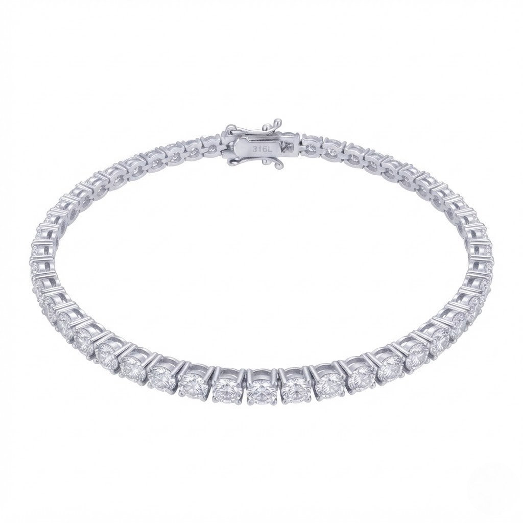 316L Stainless Steel Moissanite Iced Out Tennis Bracelet