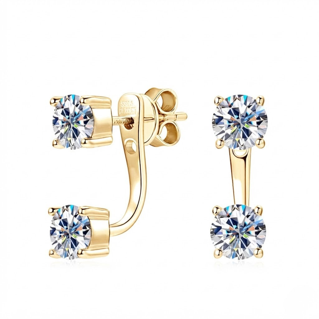 0.5CT 5.0mm Double Stone Jacket Earrings