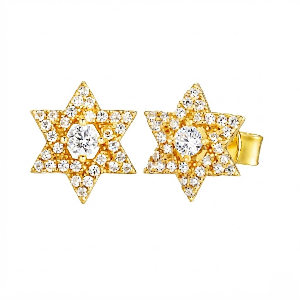 Charming Iced Out Star 925 Sterling Silver Stud Earrings